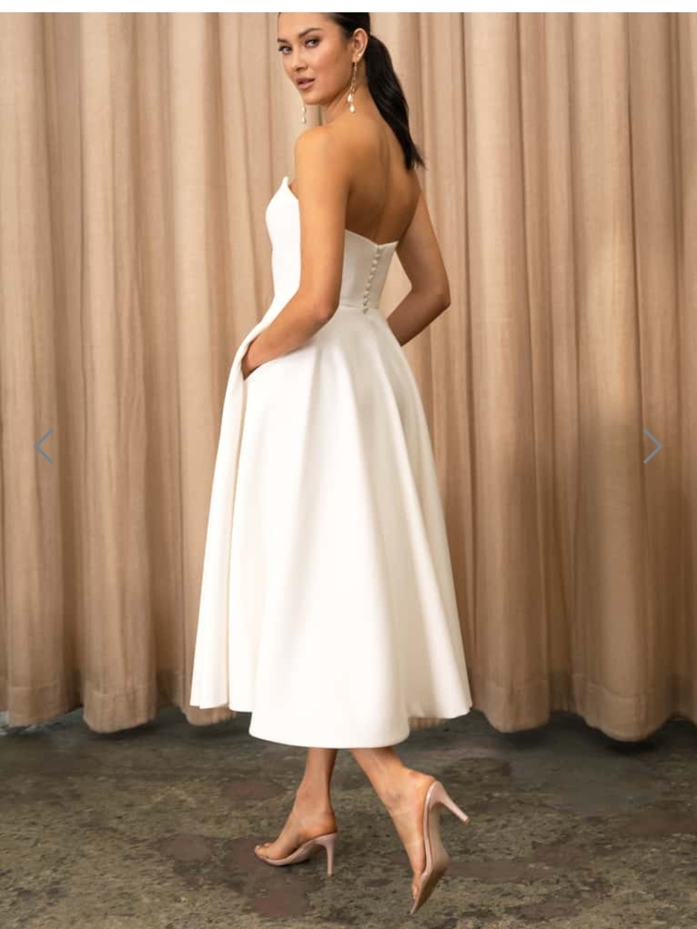 Jenny Yoo Ivory Strapless Tea-Length Wedding Dress - Picture 2 of 7